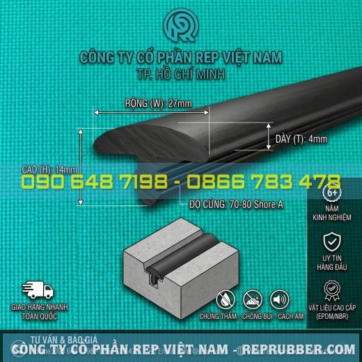 Ron cao su chữ T làm kín vách ngăn, cửa nhôm