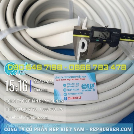 Ron cao su silicon xốp trắng chữ P đàn hồi tốt cho cửa tủ công nghiệp
