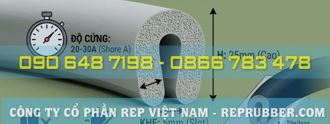 Sản xuất ron cao su xốp chữ U theo yêu cầu