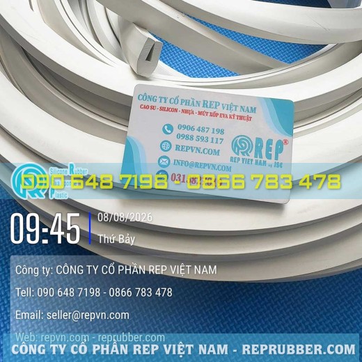 Gioăng cao su trắng chữ U làm kín mép, hạn chế bụi nước xâm nhập