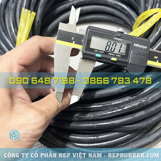 Gioăng cao su xốp EPDM đen phi 8