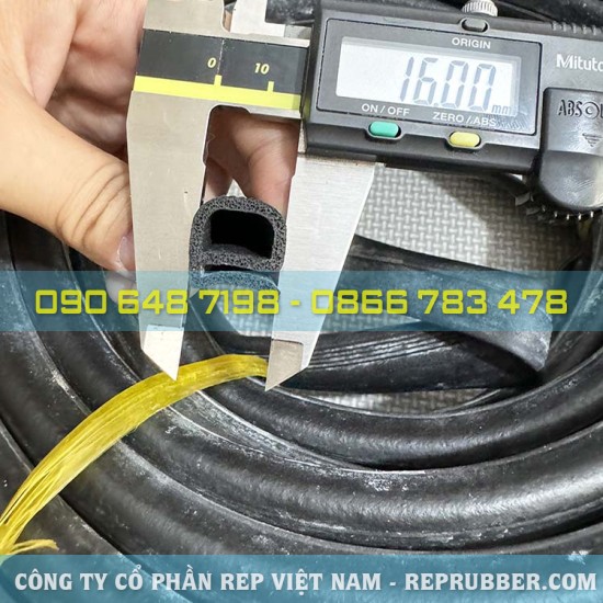 Gioăng cao su xốp EPDM chữ E 16x16.5x2