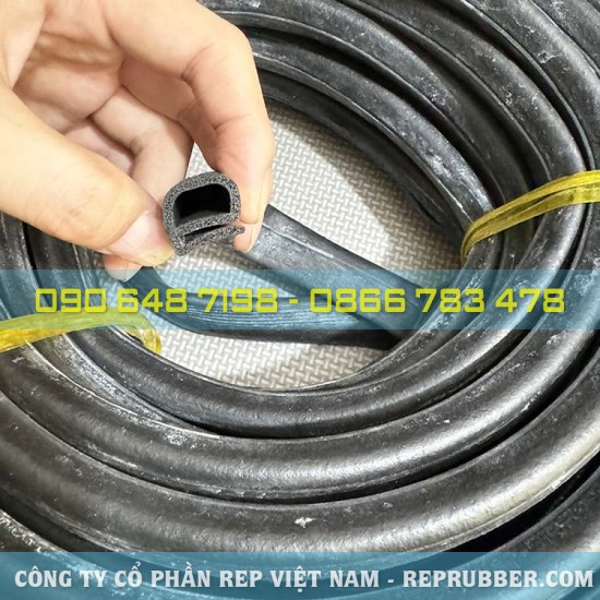 Gioăng cao su xốp EPDM chữ E 16x16.5x2