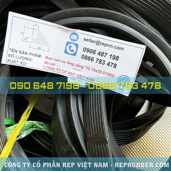 Gioăng cao su ống cống TG 19x25 D1800 Gioăng cao su ống cống TG 19x25 D1800