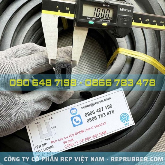 Gioăng cao su xốp EPDM chữ U 10x12x3 Gioăng cao su xốp EPDM chữ U 10x12x3