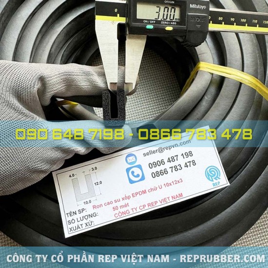 Gioăng cao su xốp EPDM chữ U 10x12x3 Gioăng cao su xốp EPDM chữ U 10x12x3