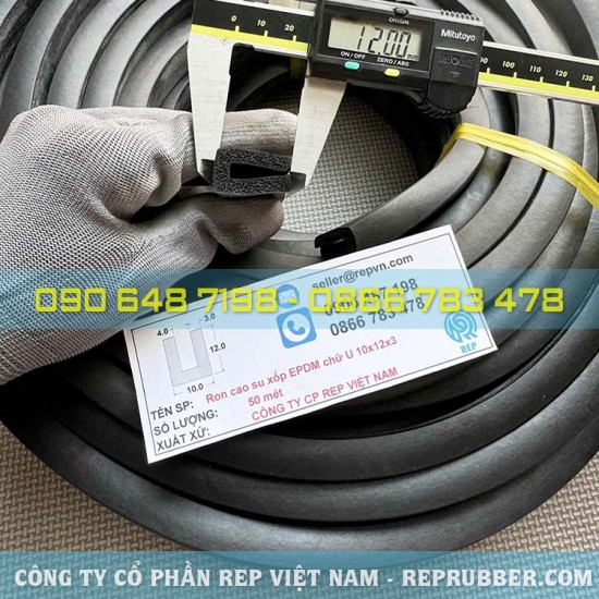 Gioăng cao su xốp EPDM chữ U 10x12x3 Gioăng cao su xốp EPDM chữ U 10x12x3