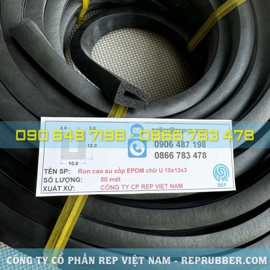 Gioăng cao su xốp EPDM chữ U 10x12x3 Gioăng cao su xốp EPDM chữ U 10x12x3