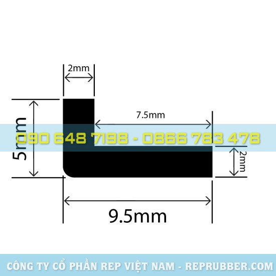 Ron cao su EPDM chữ L 10x15x2 giá tốt, sản xuất theo yêu cầu
