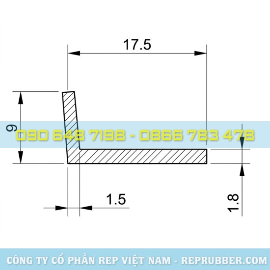 Ron cao su EPDM chữ L 10x15x2 giá tốt, sản xuất theo yêu cầu