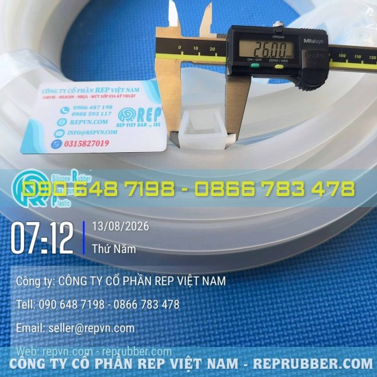 Ron silicon trắng chữ U 26x16x2.5 chọn chuẩn kích thước, lắp vừa
