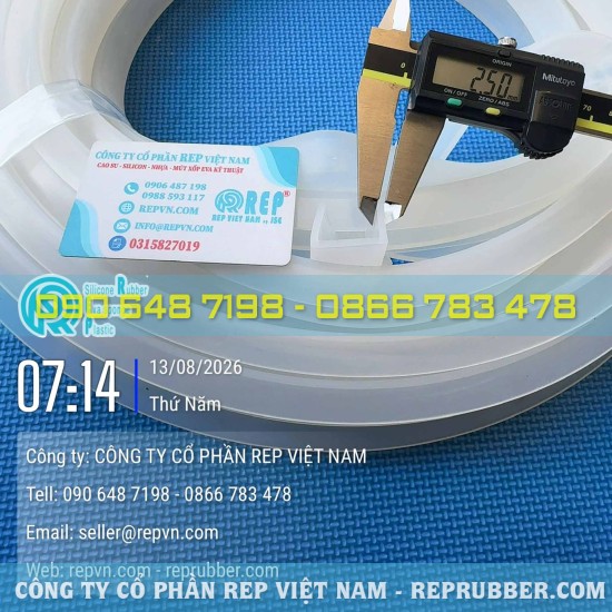 Ron silicon trắng chữ U 26x16x2.5 chọn chuẩn kích thước, lắp vừa
