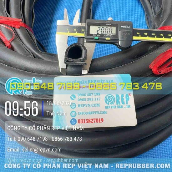 Ron cao su xốp EPDM chữ E 20x19x2 mềm nhẹ, ôm sát khe lắp đặt