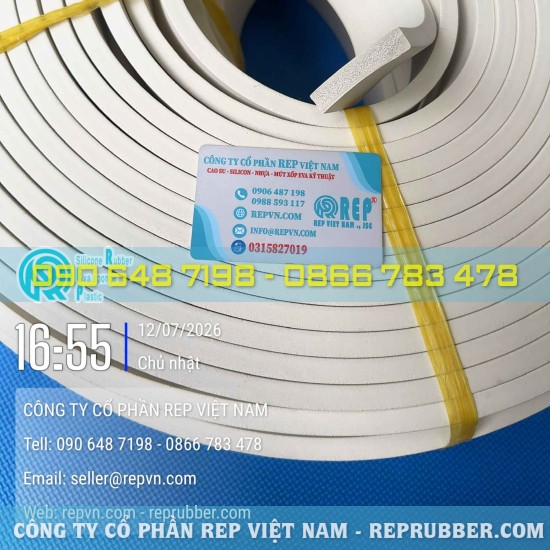 Ron cao su xốp trắng chữ nhật 10x50 làm kín, bù khe hiệu quả