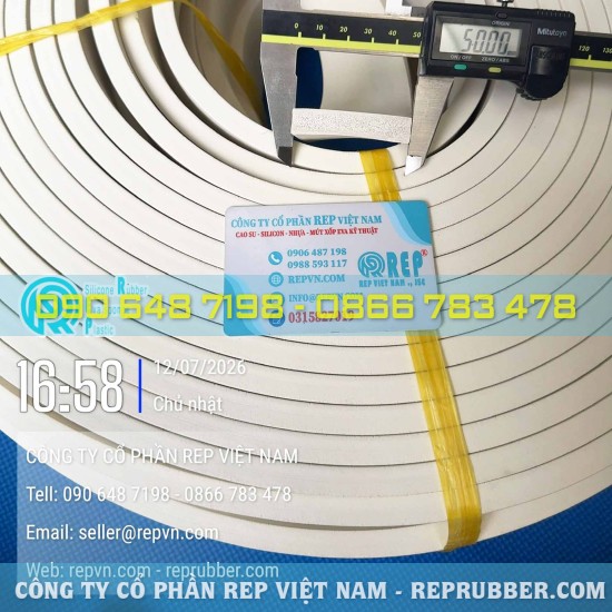 Ron cao su xốp trắng chữ nhật 10x50 làm kín, bù khe hiệu quả