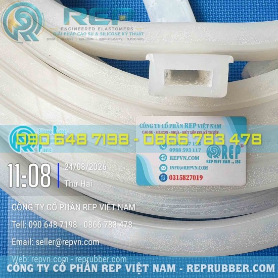Gioăng silicon trắng chữ nhật 46x22x8 gia công theo yêu cầu