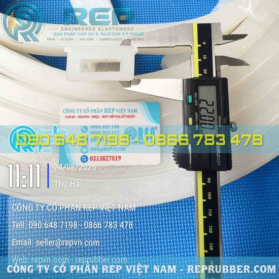 Gioăng silicon trắng chữ nhật 46x22x8 gia công theo yêu cầu