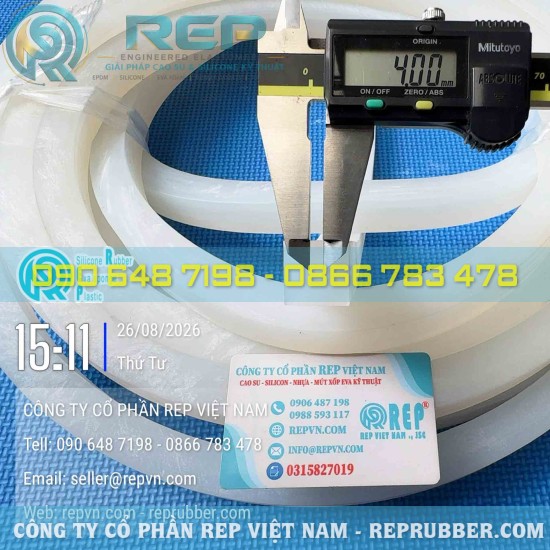 Gioăng silicon trắng vuông 20x20x8 gia công theo yêu cầu