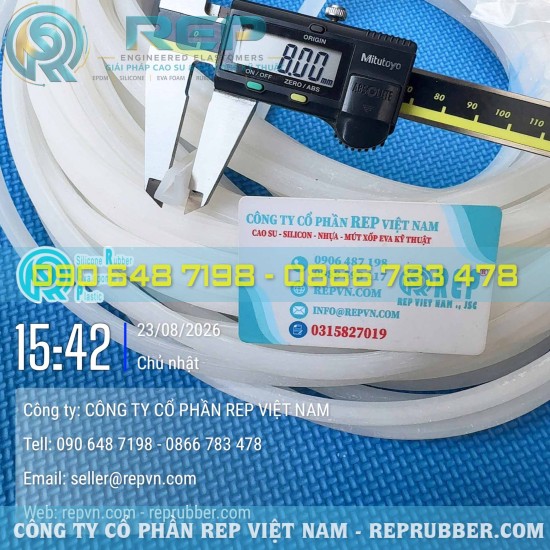 Gioăng silicon trắng chữ U 8x10x2 – Profile silicon định hình